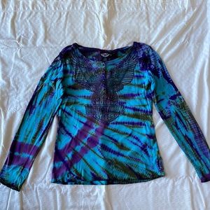 Large Harley Davidson tie dye top